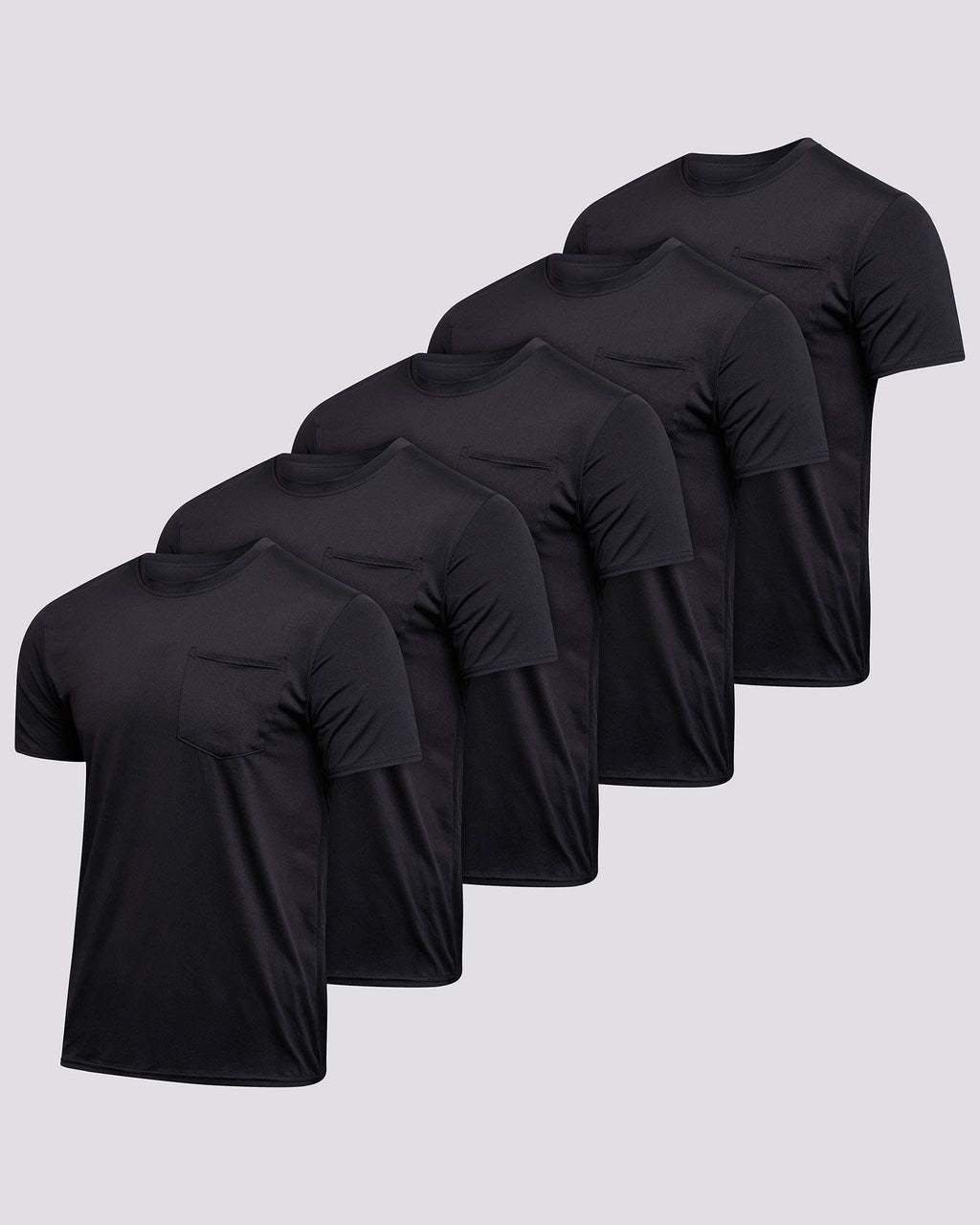 5 Pack: Boys & Girls  Youth Dry-Fit Moisture Wicking Active Athletic Performance Short-Sleeve Pocket T-Shirt