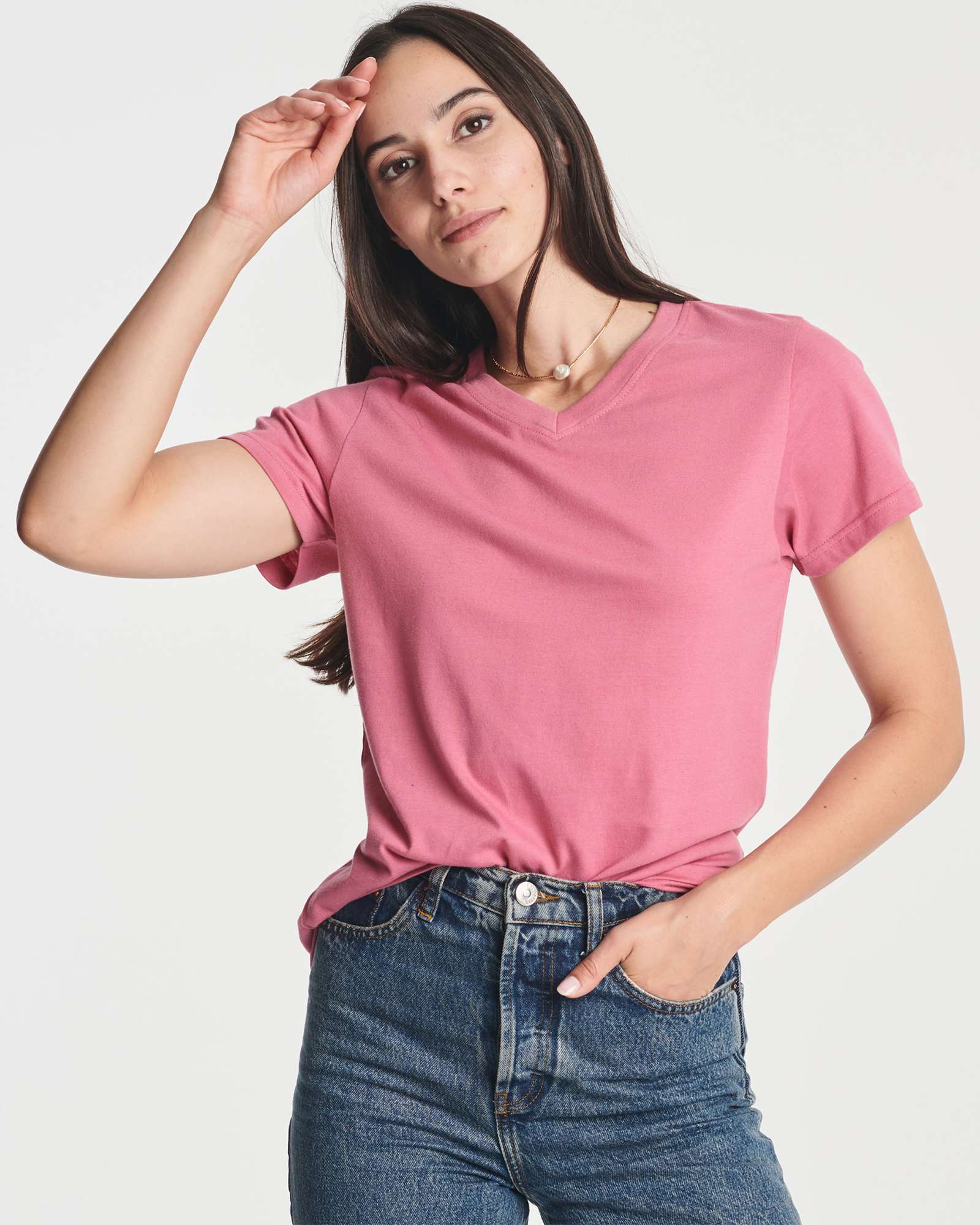 4 Pack: Women's Short-Sleeve V-Neck T-Shirt (Available in Plus Size)