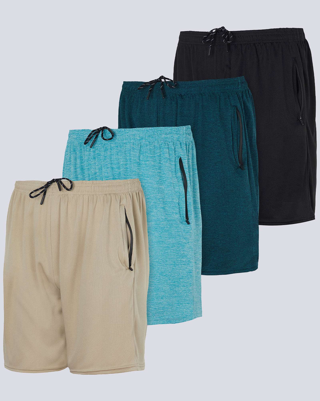4 Pack: 7" Athletic Running Quick Dry Mesh Shorts with Zipper Pockets (Available In Big & Tall)