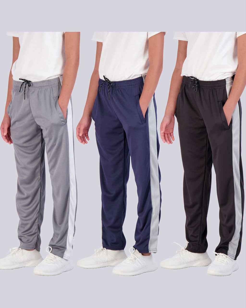 3 Pack: Boys Mesh Open Bottom Active Sweatpants