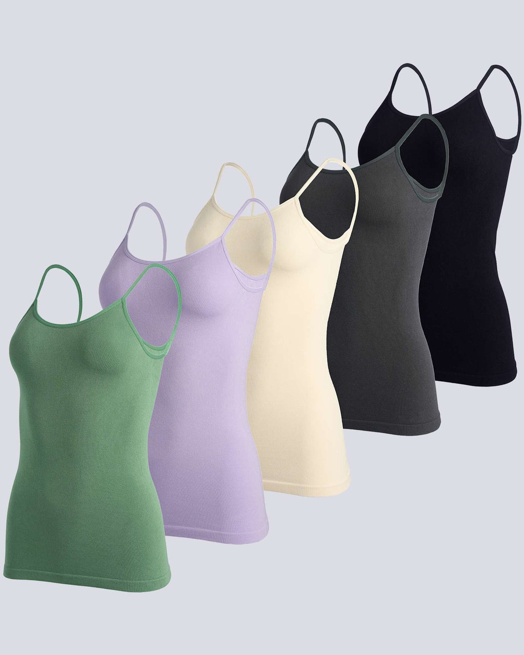 5 Pack: Women's Ribbed Spaghetti Strap Camisole