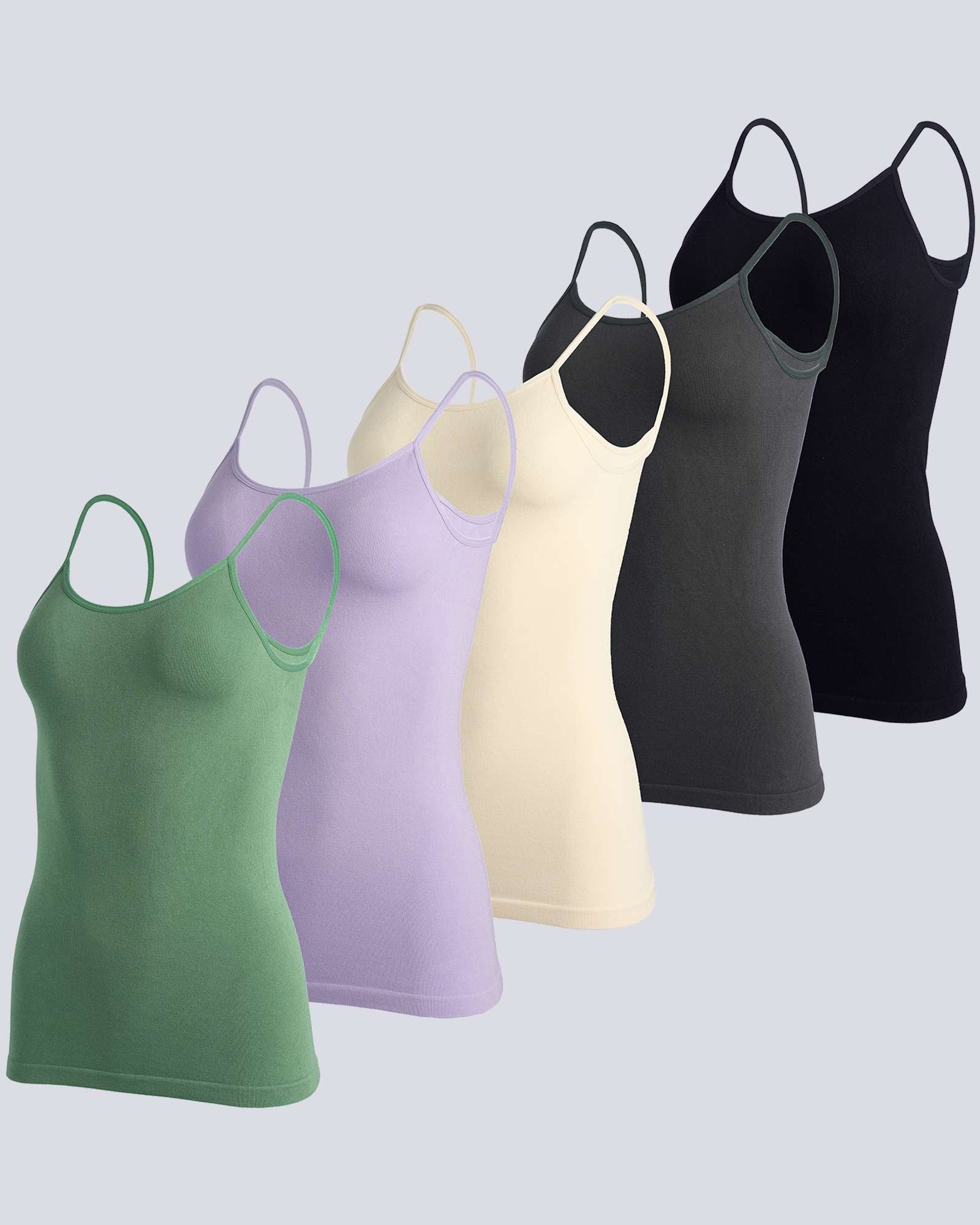 5 Pack: Women's Ribbed Spaghetti Strap Camisole