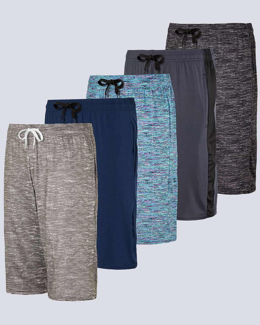 5 Pack: Boys Printed Dry Fit Active Shorts