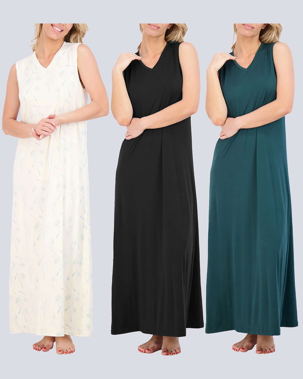 3 Pack: Women's Soft Tank Nightgown (Available in Plus Size)