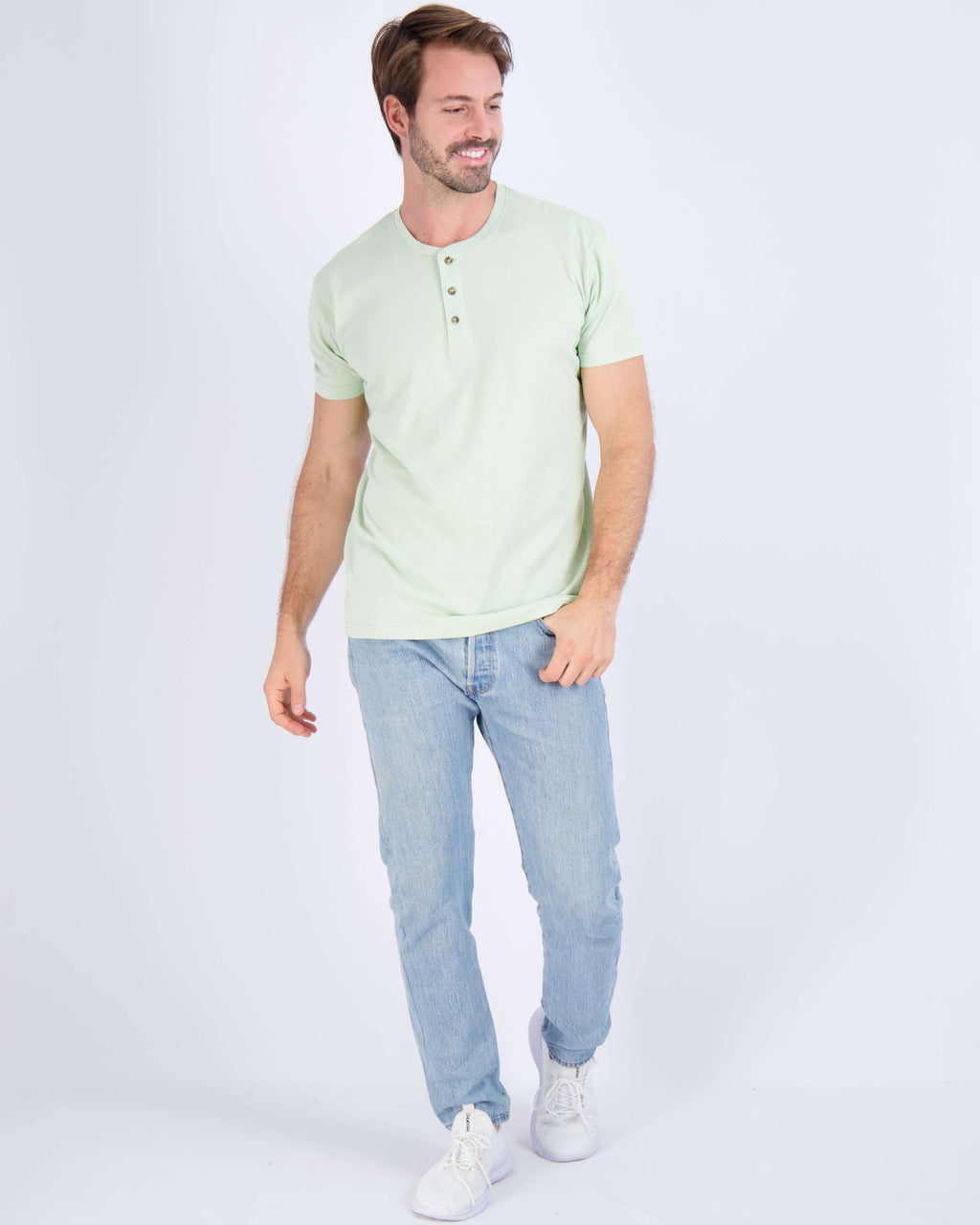 3 Pack: Mens Cotton Short Sleeve Henley T-Shirt