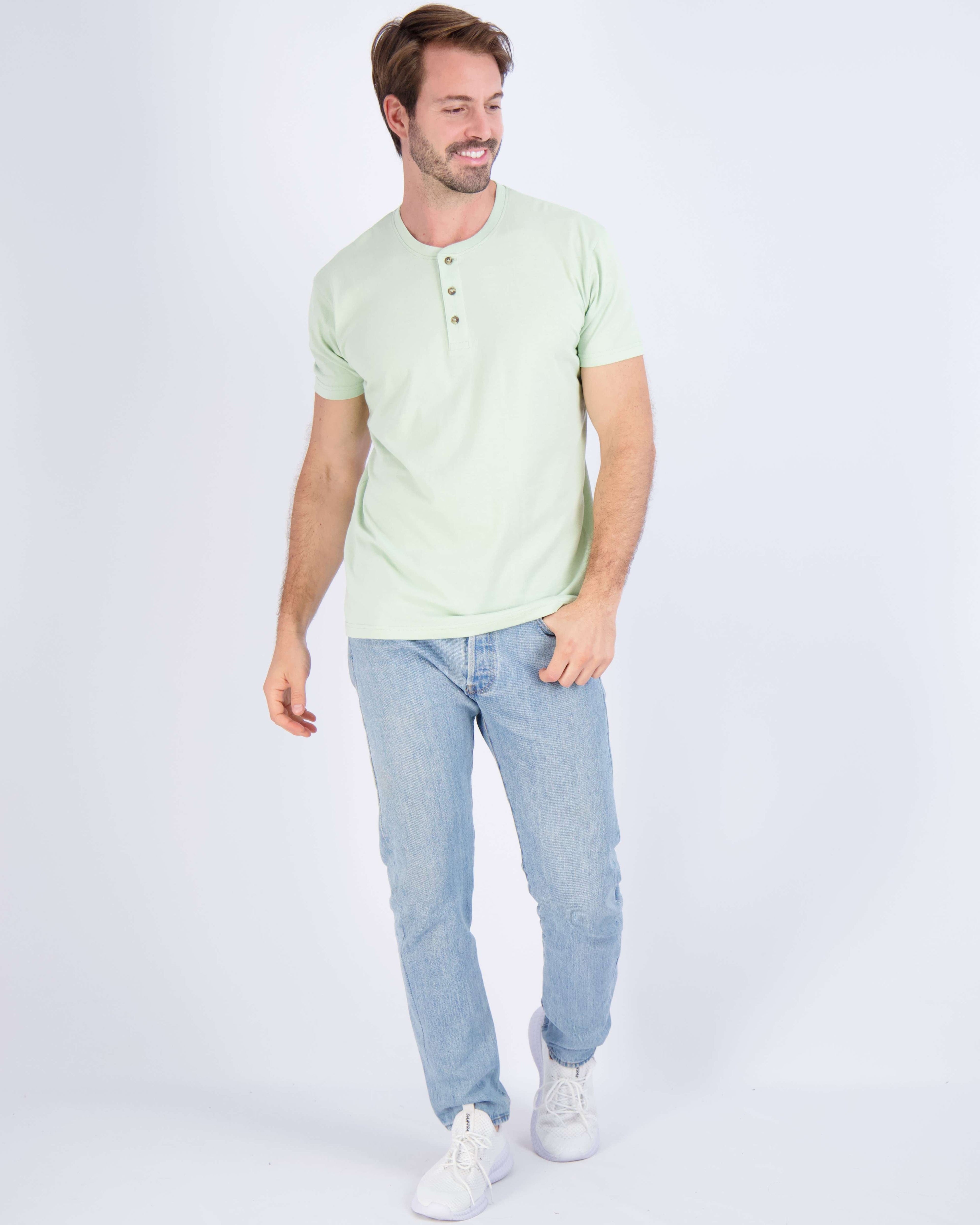 3 Pack: Mens Cotton Short Sleeve Henley T-Shirt