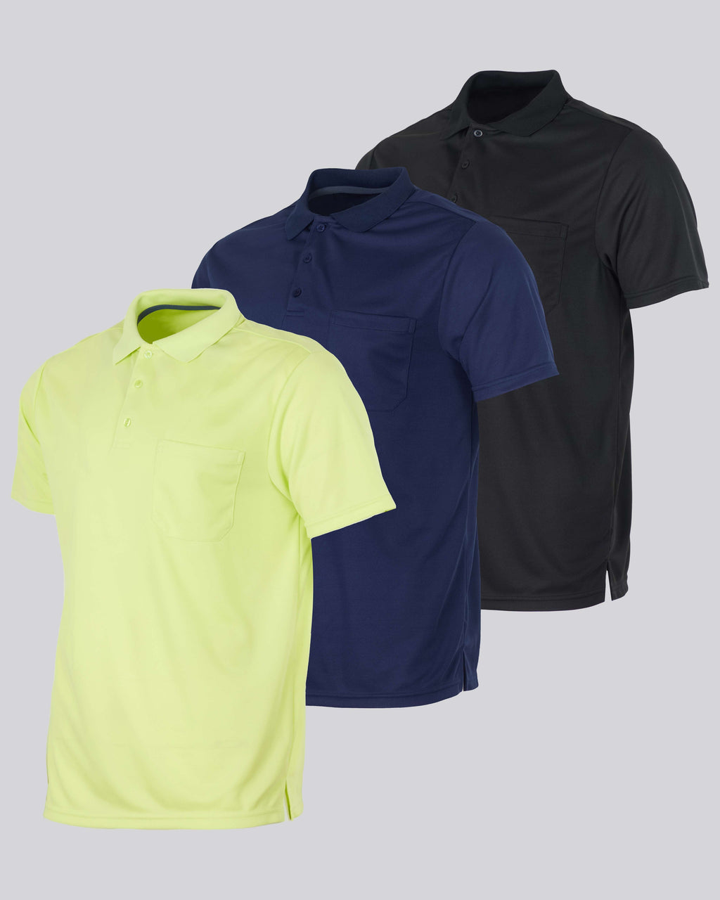 3 Pack: Men's Short Sleeve Dry-Fit Polo Shirt (Available in Big & Tall)