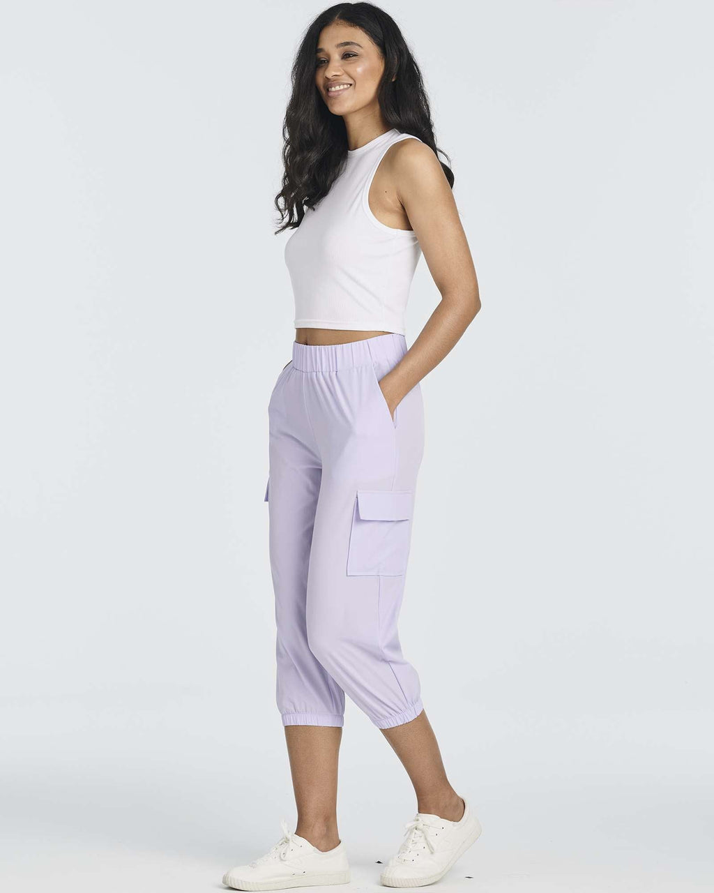 3 Pack: Women's Woven Cargo Capri Jogger Pants