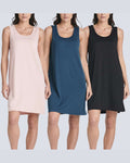 3 Pack: Plus Size Women's Scoop Neck Sleeveless Nightgown Sleep Dress Nightshirt