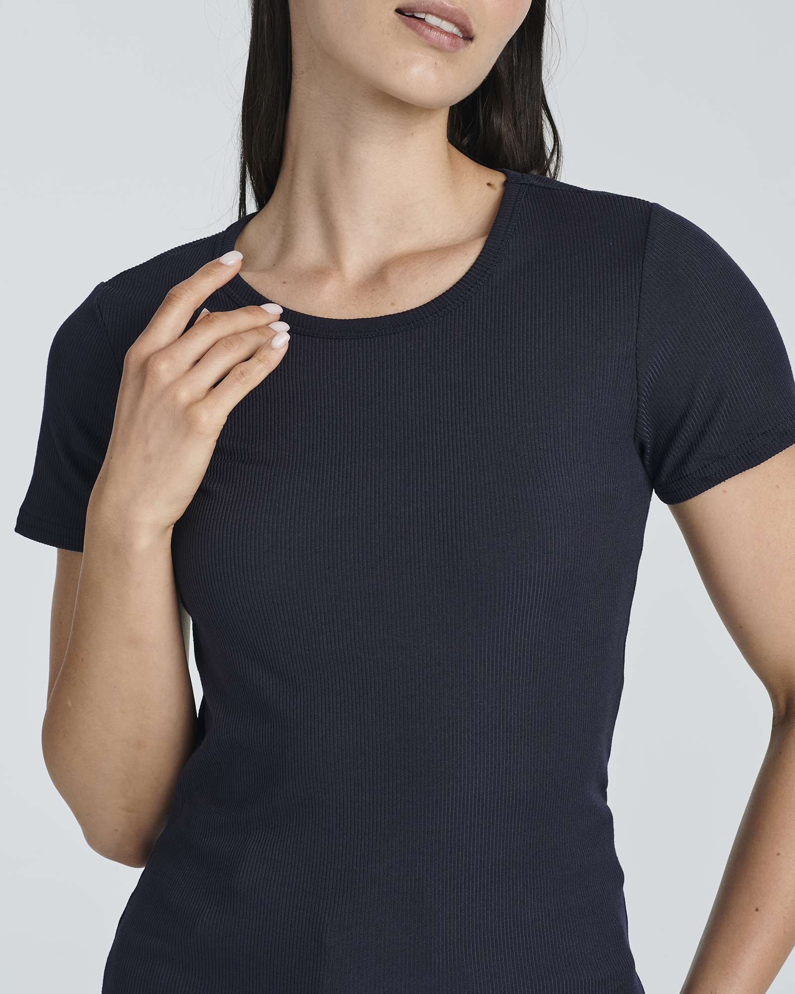 4 Pack: Women's Ribbed Knit Short Sleeve T-Shirt (Available in Plus)