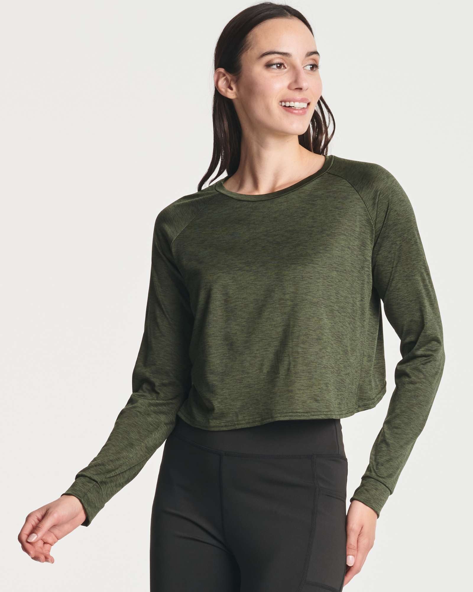 4 Pack: Women's Long Sleeve Petal Back Crop Top (Available in Plus Size)