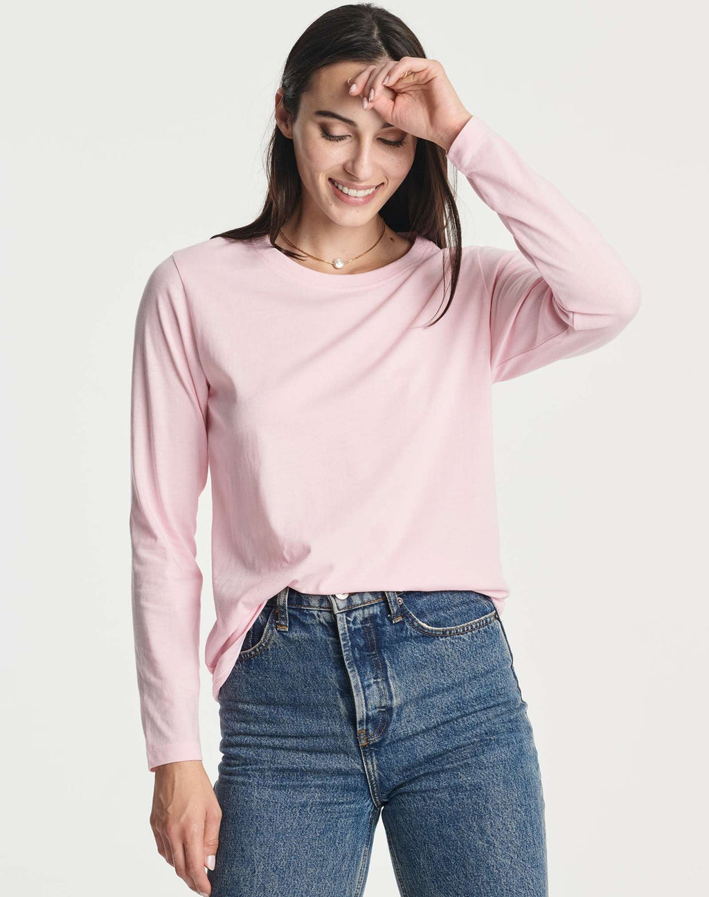 4 Pack: Women's Cotton Classic-Fit Long-Sleeve Crewneck T-Shirt (Available in Plus Size)