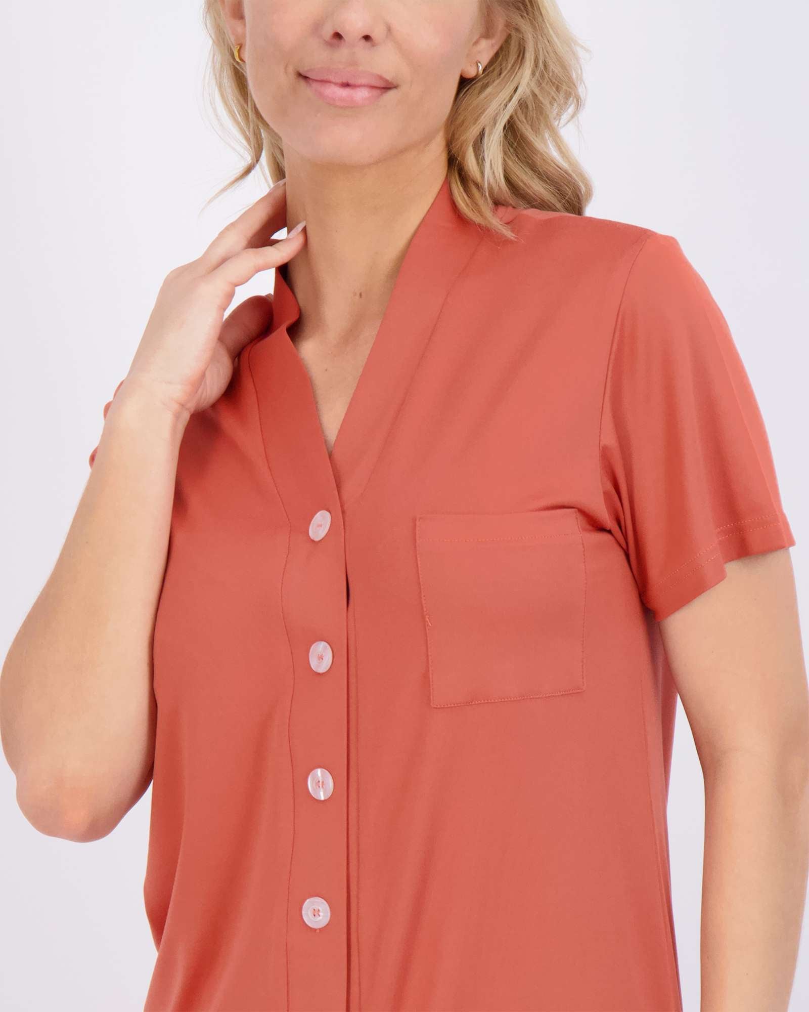 3 Pack: Women's Short Sleeve Button-Down Nightshirt