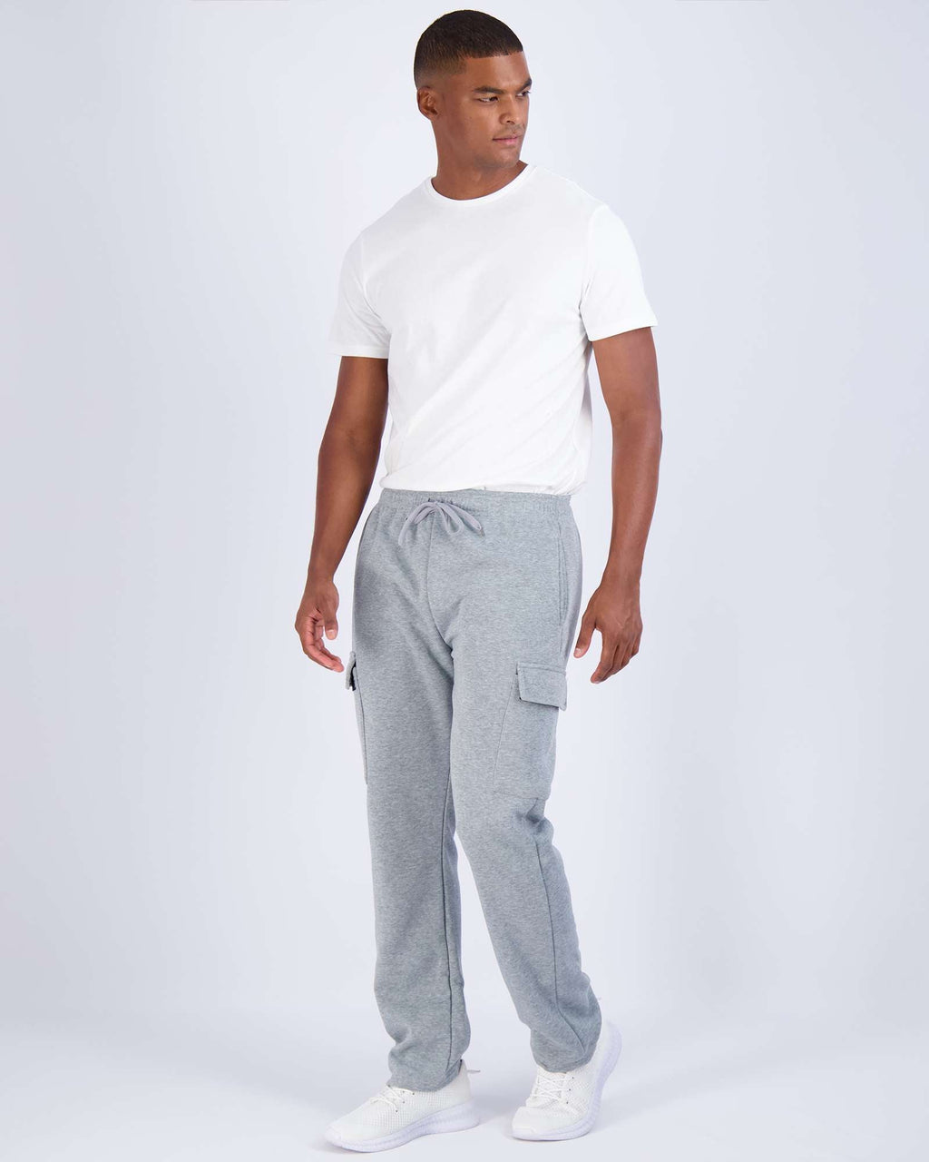 3 Pack: Mens Fleece Cargo Open Bottom Sweatpants