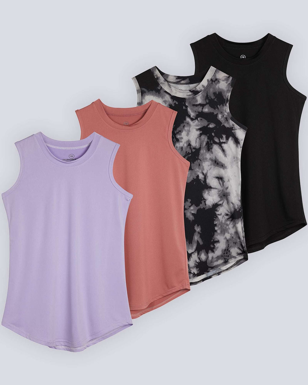 4 Pack: Girls Active Dry Fit Performance Tank Top