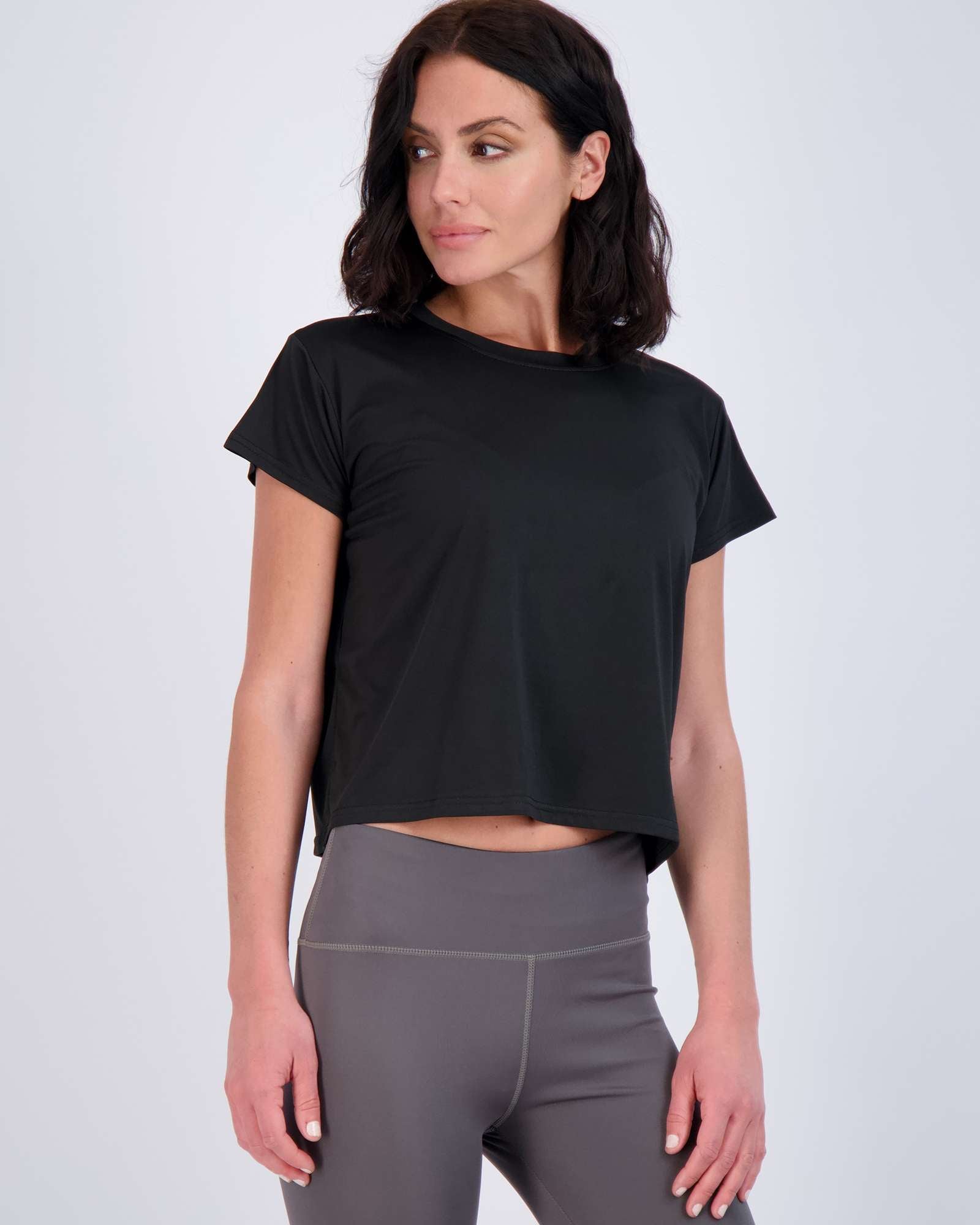 5 Pack: Women's Dry Fit Crop Top - Short Sleeve Crew Neck Stretch Athletic Tee (Available in Plus Size)