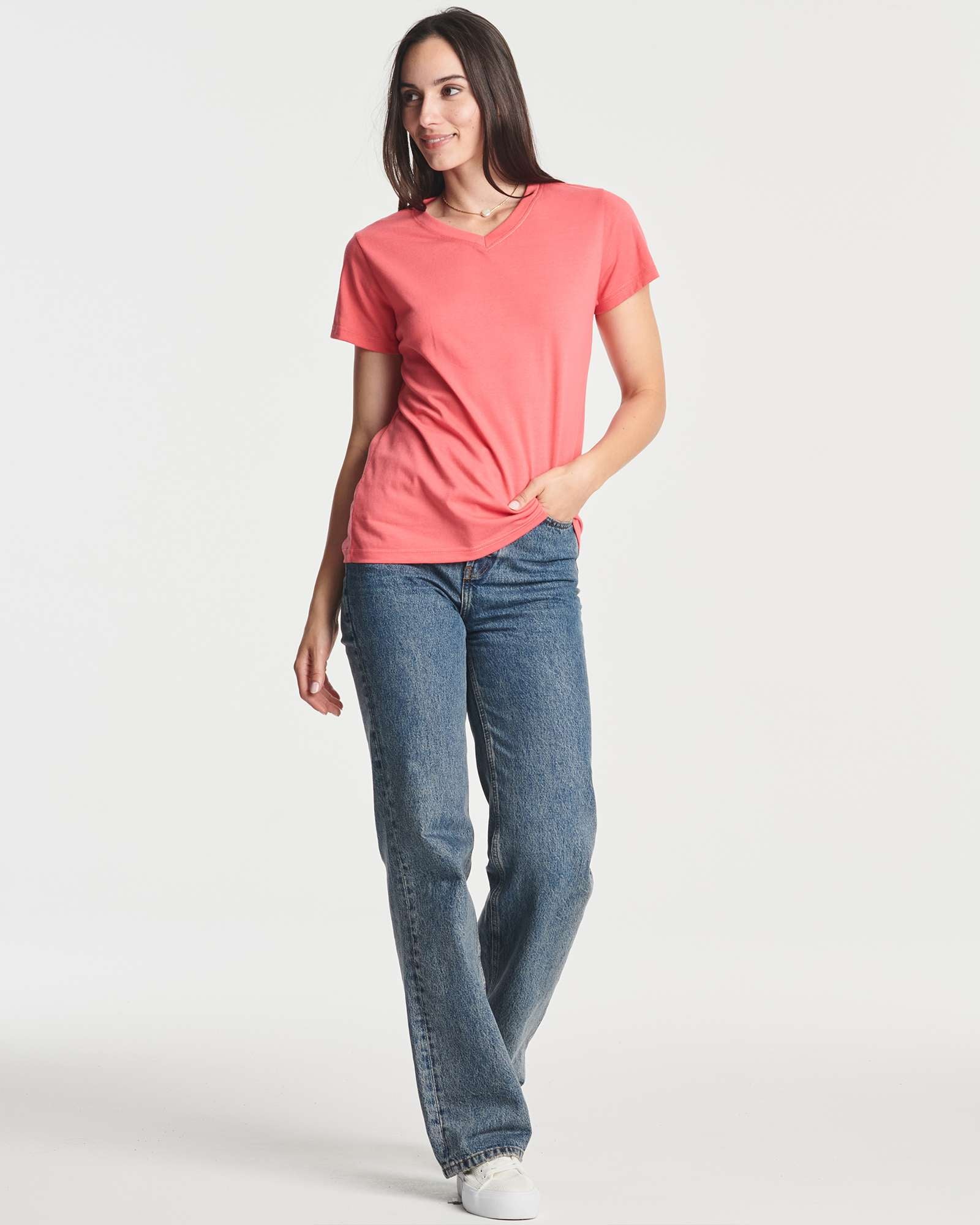 4 Pack: Women's Short-Sleeve V-Neck T-Shirt (Available in Plus Size)