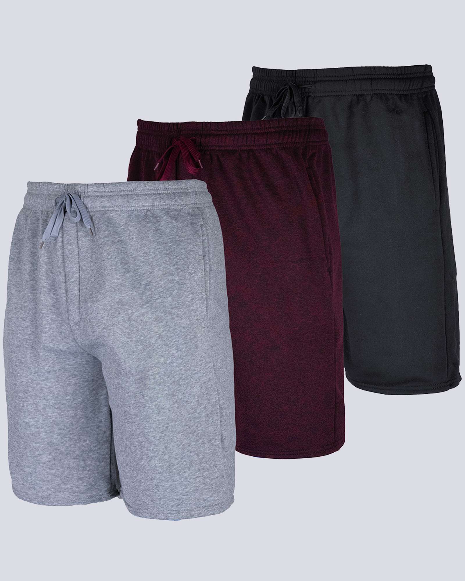 3 Pack: Mens 9" Fleece Casual Lounge Shorts