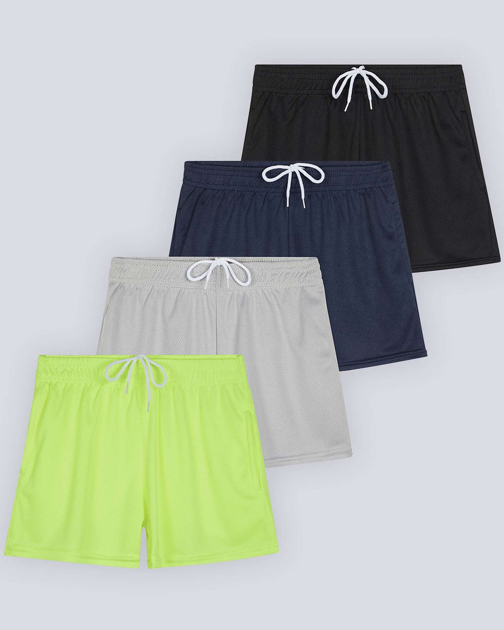 4 Pack: Girls' Mesh Athletic Performance Shorts