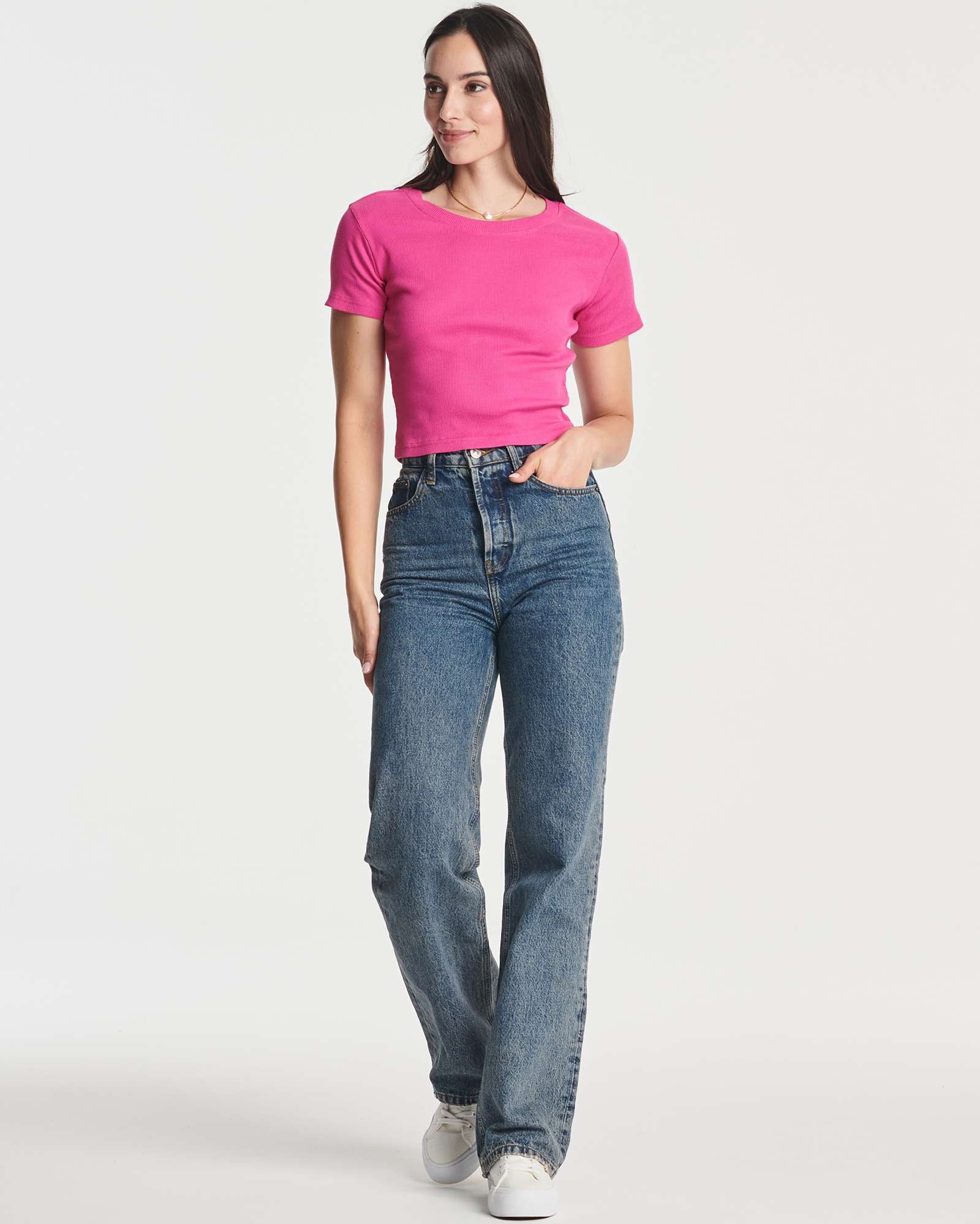 4 Pack: Women's Short Sleeve Ribbed Knit Crop Top