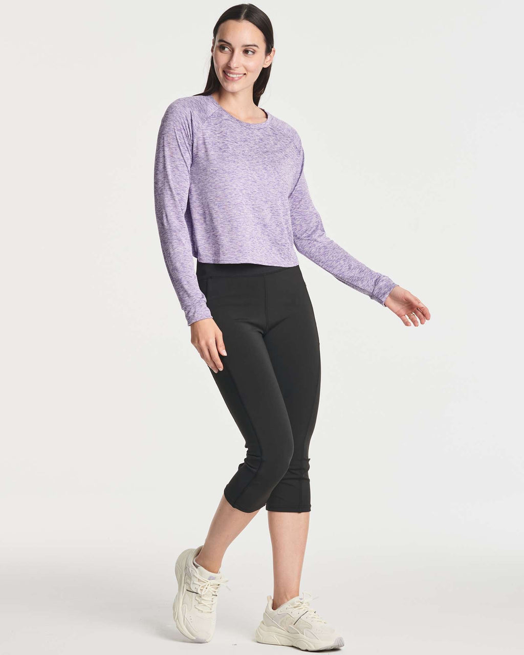 4 Pack: Women's Long Sleeve Petal Back Crop Top (Available in Plus Size)