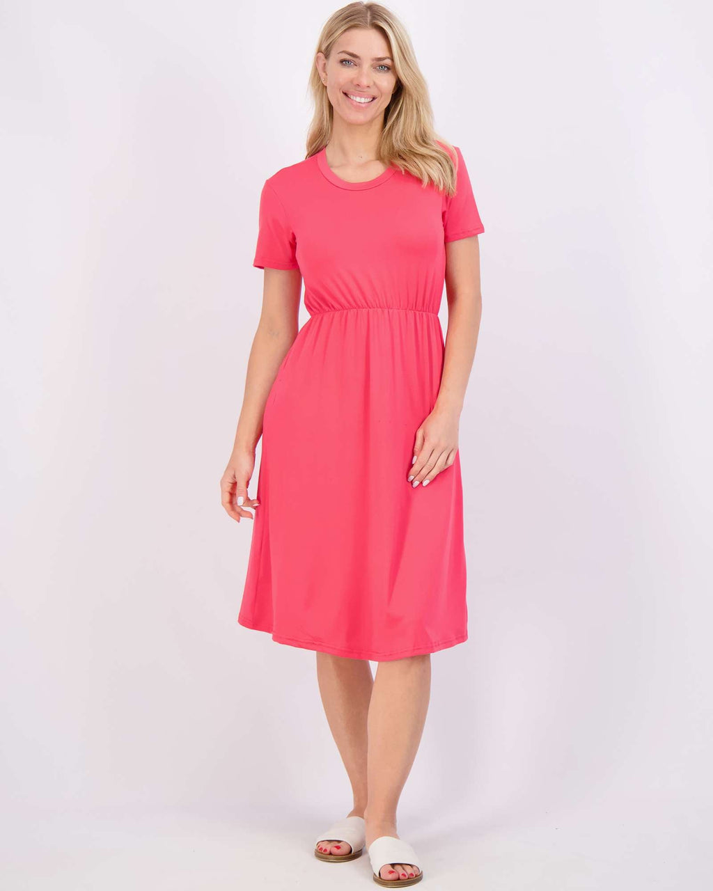 3 Pack: Women's Midi Short Sleeve Soft T-Shirt Dress (Available in Plus Size)