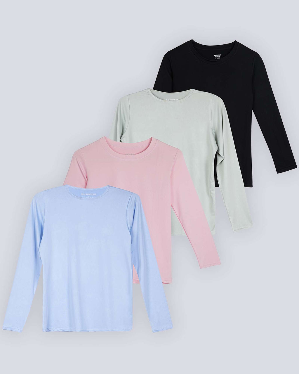 4 Pack: Girls Dry-Fit Long Sleeve Active Crew Neck T-Shirt