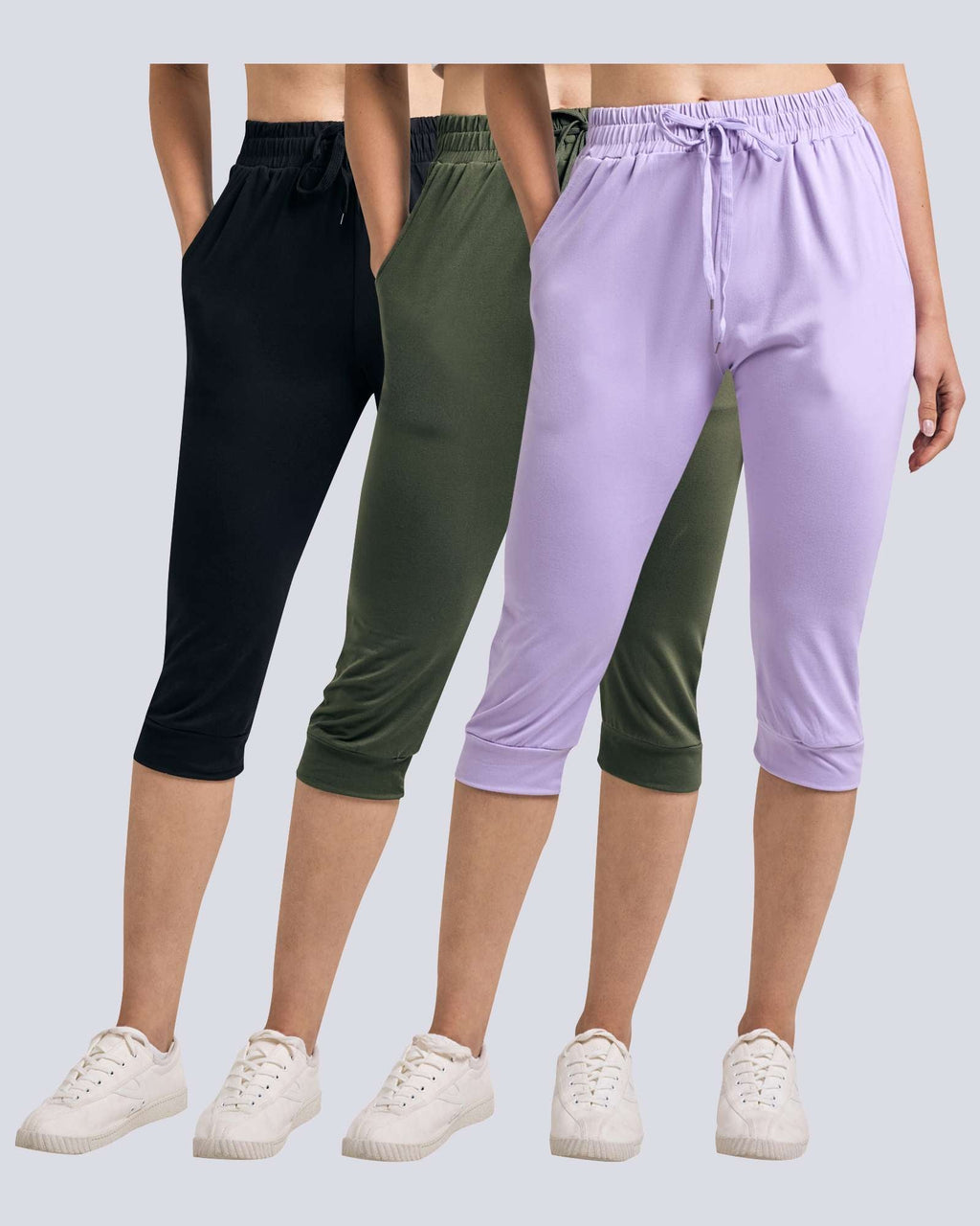 3 Pack: Women's Capri Joggers (Available in Plus Size)