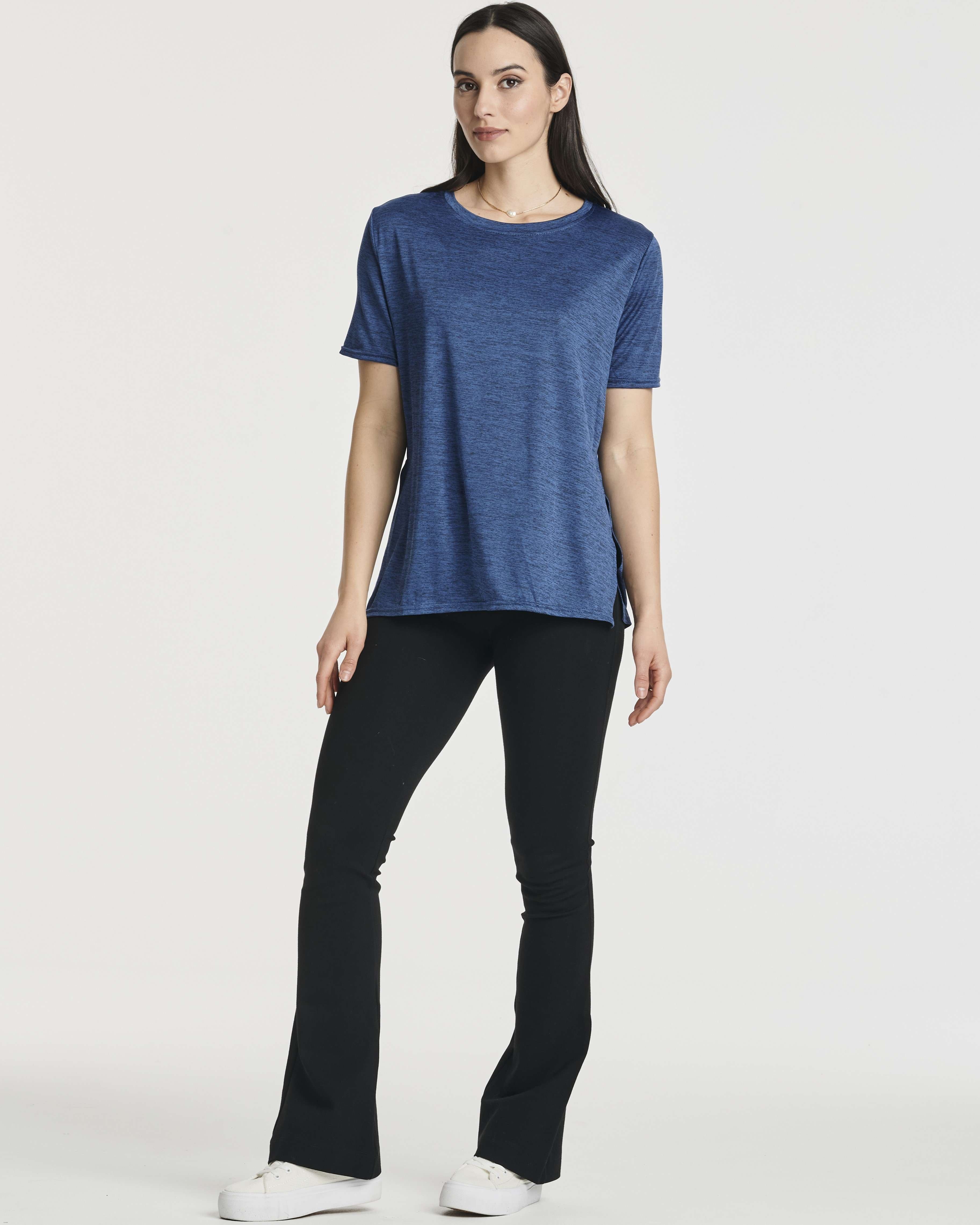 5 Pack: Women's Short Sleeve Crew Relaxed Yoga Top (Available in Plus Size)