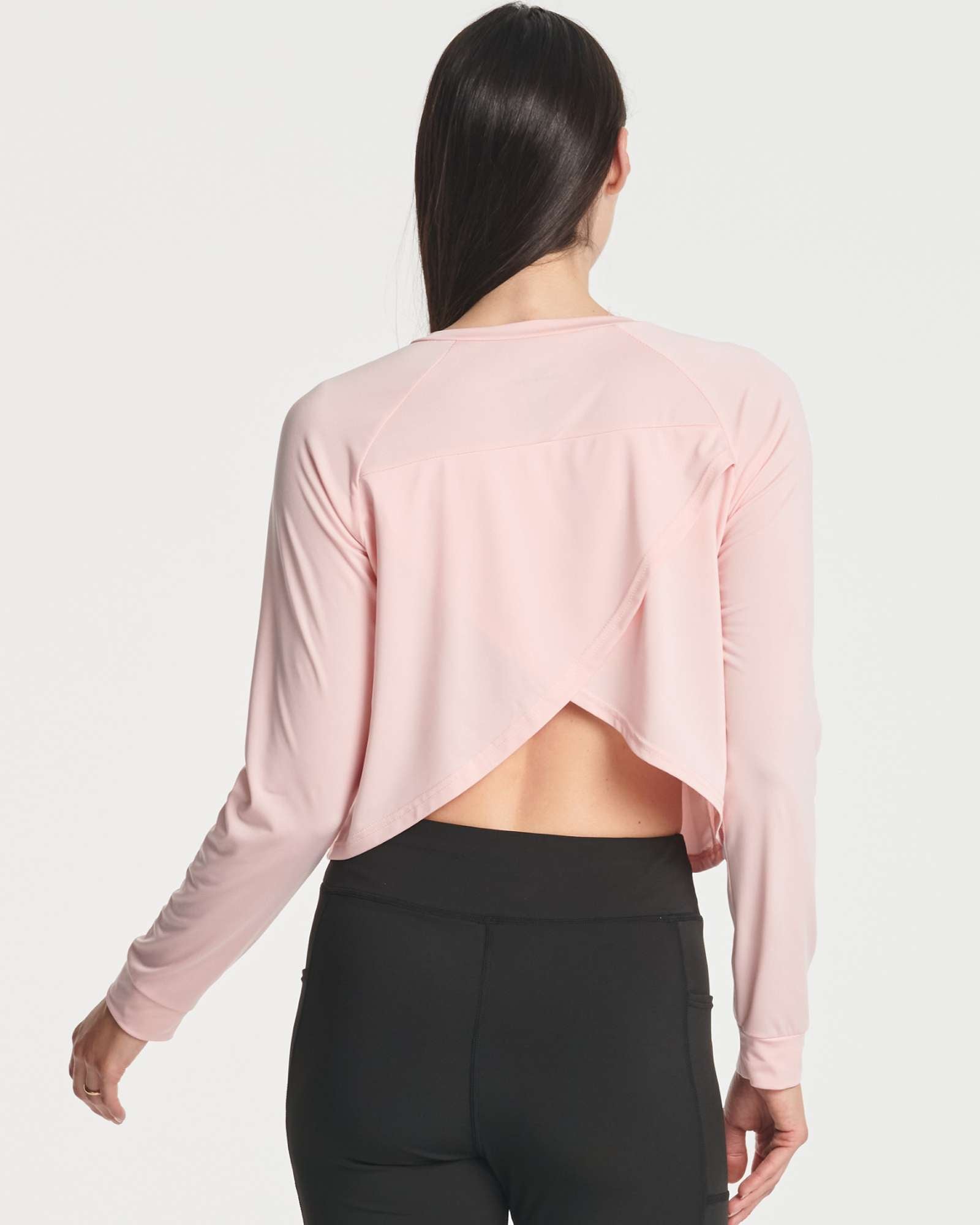 4 Pack: Women's Long Sleeve Petal Back Crop Top (Available in Plus Size)