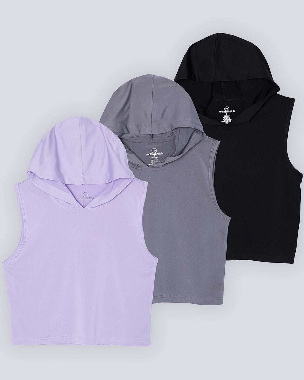 3 Pack: Women's Sleeveless Cropped Tank Top Hoodie