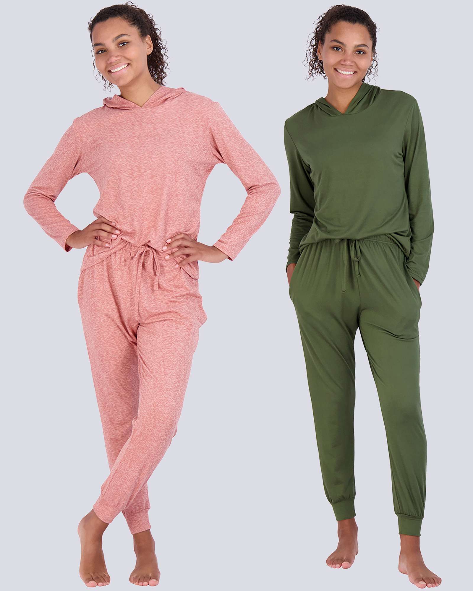 4 Piece: Womens Long Sleeve Henley & Jogger Lounge Pajama Set