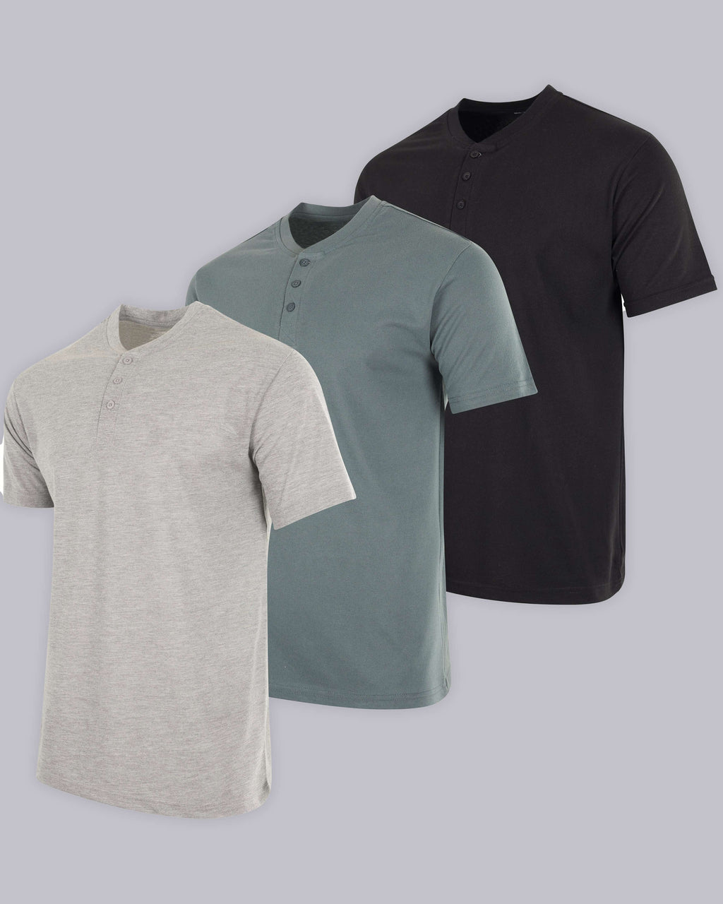 3 Pack: Mens Cotton Short Sleeve Henley T-Shirt
