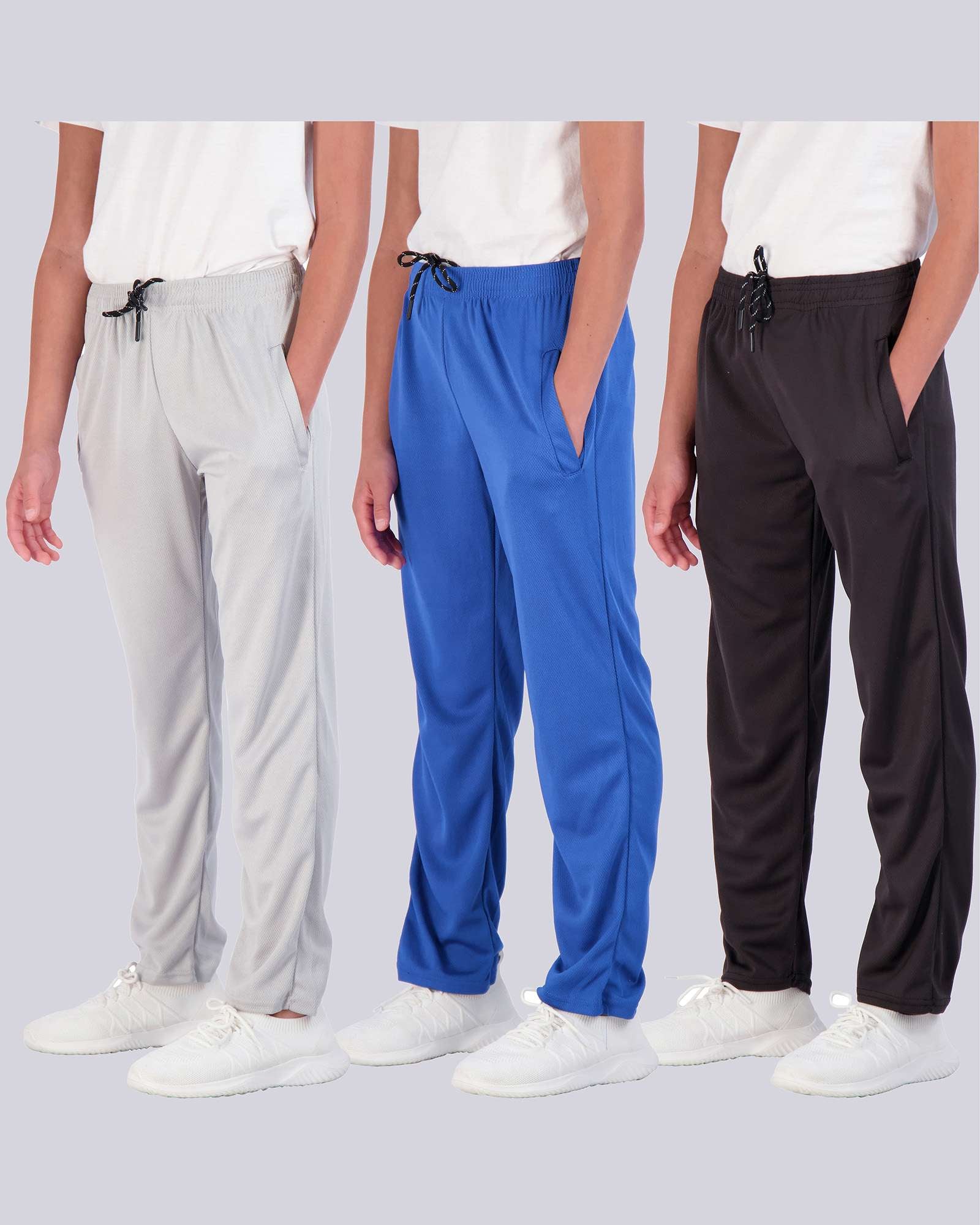 3 Pack: Boys Mesh Open Bottom Active Sweatpants