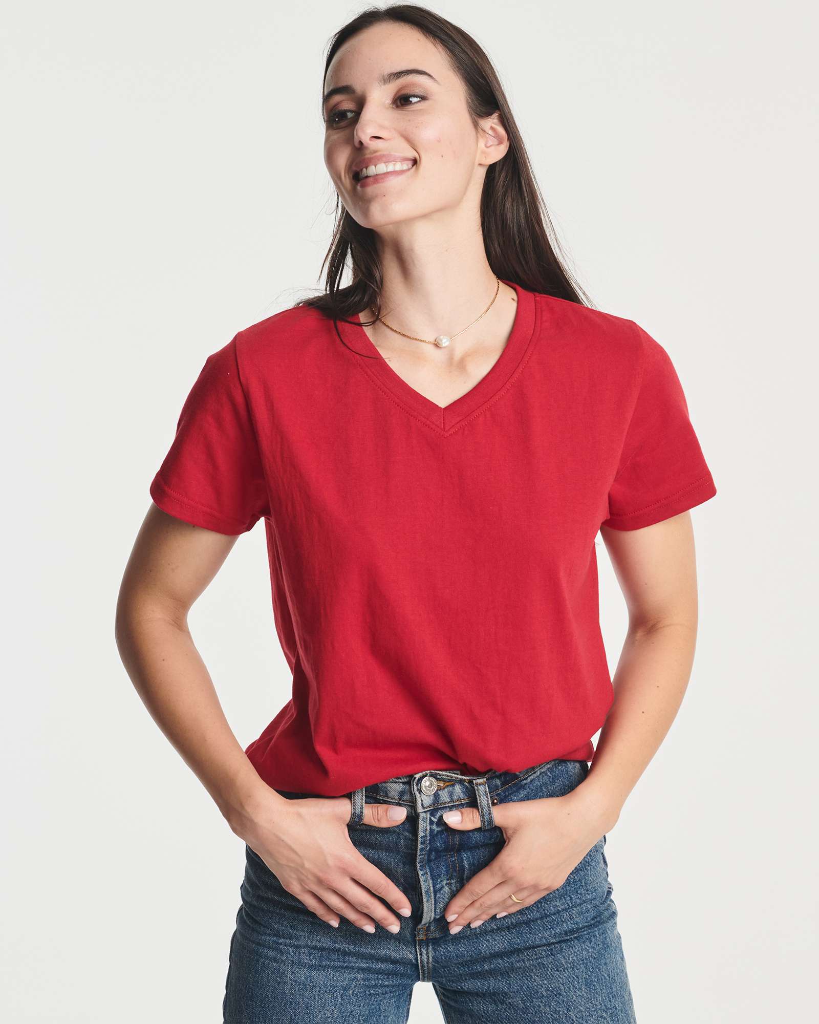 4 Pack: Women's Short-Sleeve V-Neck T-Shirt (Available in Plus Size)