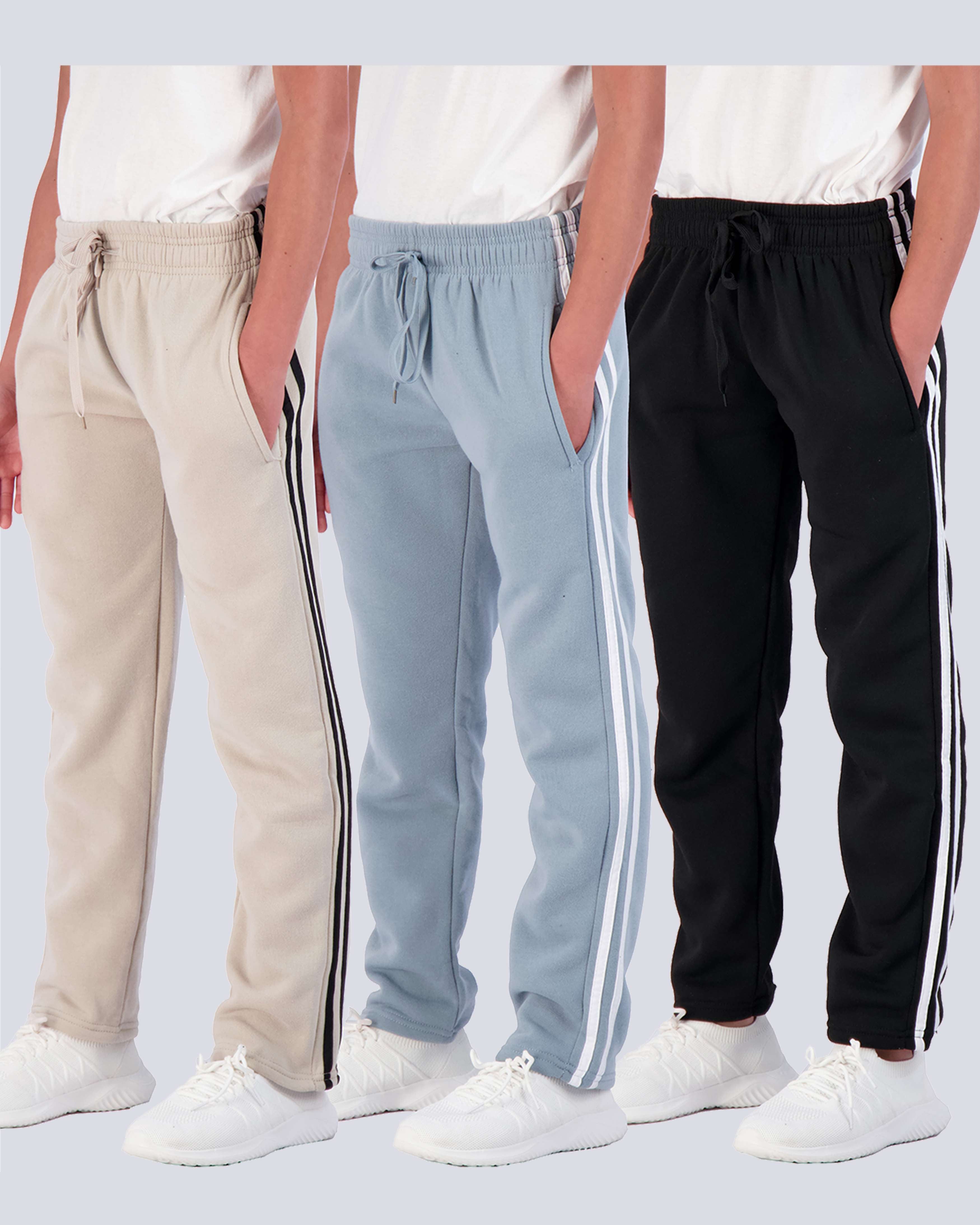 3 Pack: Boys Fleece Open Bottom Sweatpants