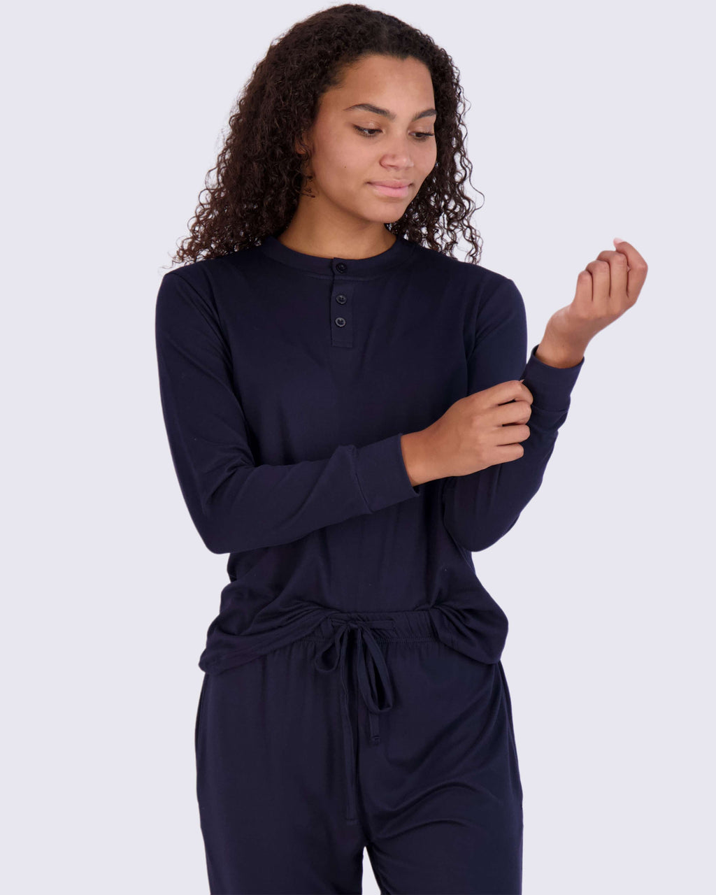 4 Piece: Womens Long Sleeve Henley & Jogger Lounge Pajama Set