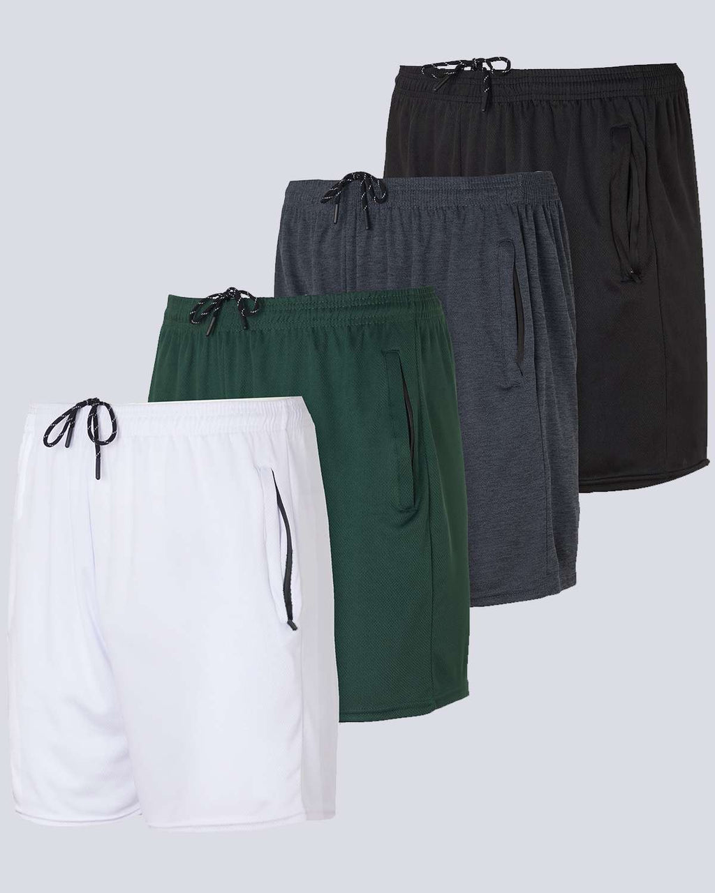 4 Pack: Men's 5" Mesh Running Shorts with Zipper Pockets