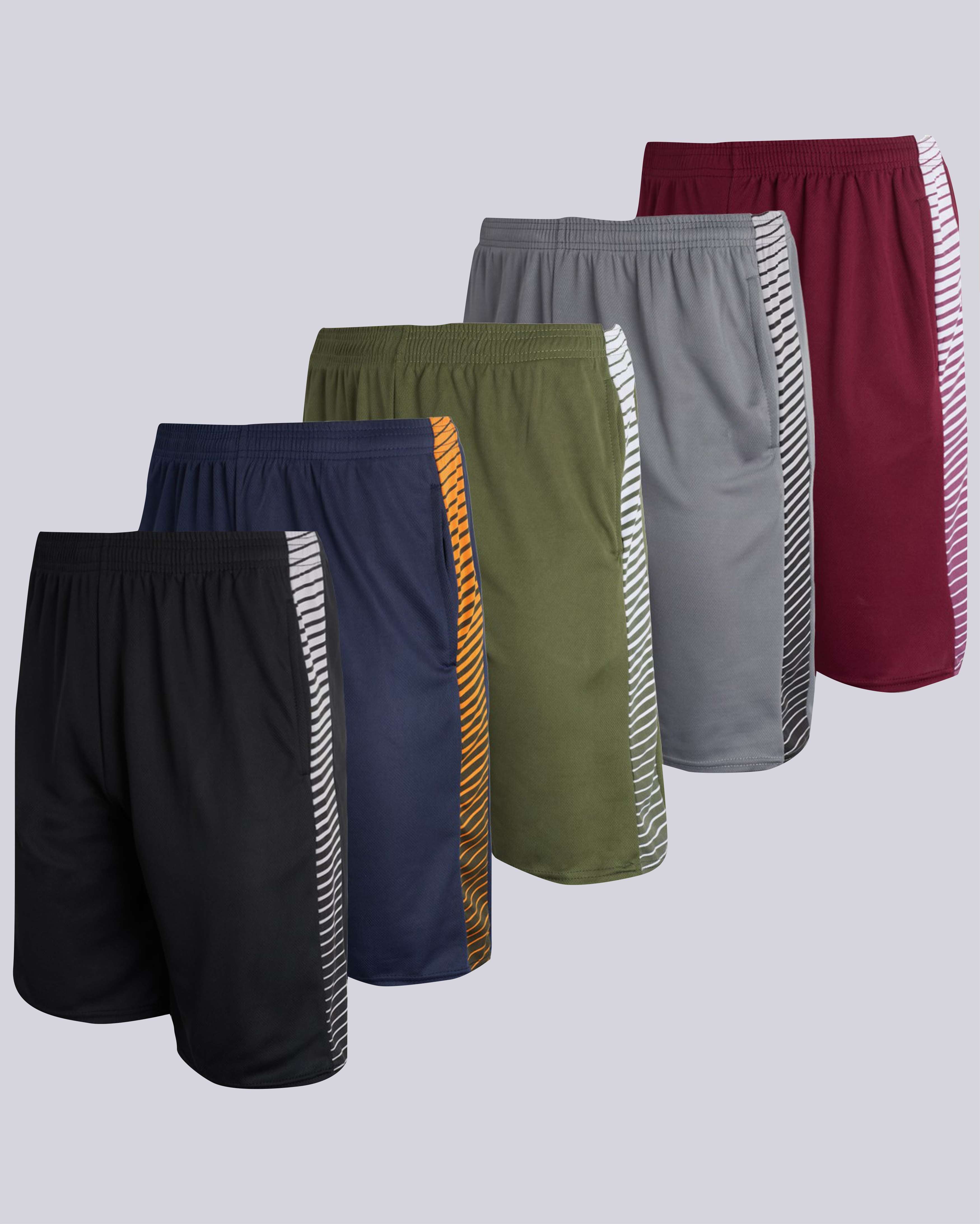 5 Pack: Men's Mesh Athletic Gym Shorts