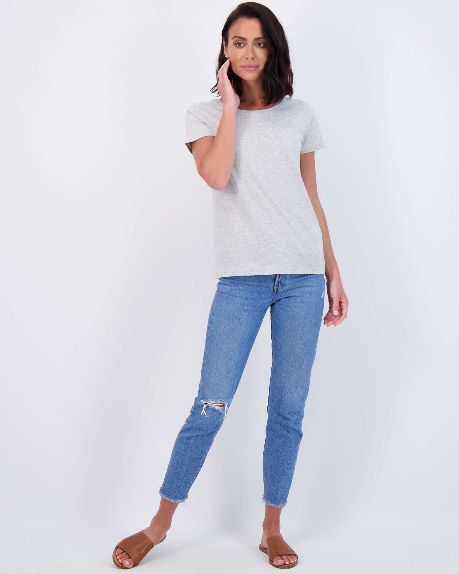 4 Pack: Womens Classic-Fit Cotton Short-Sleeve Scoop Neck T-Shirt