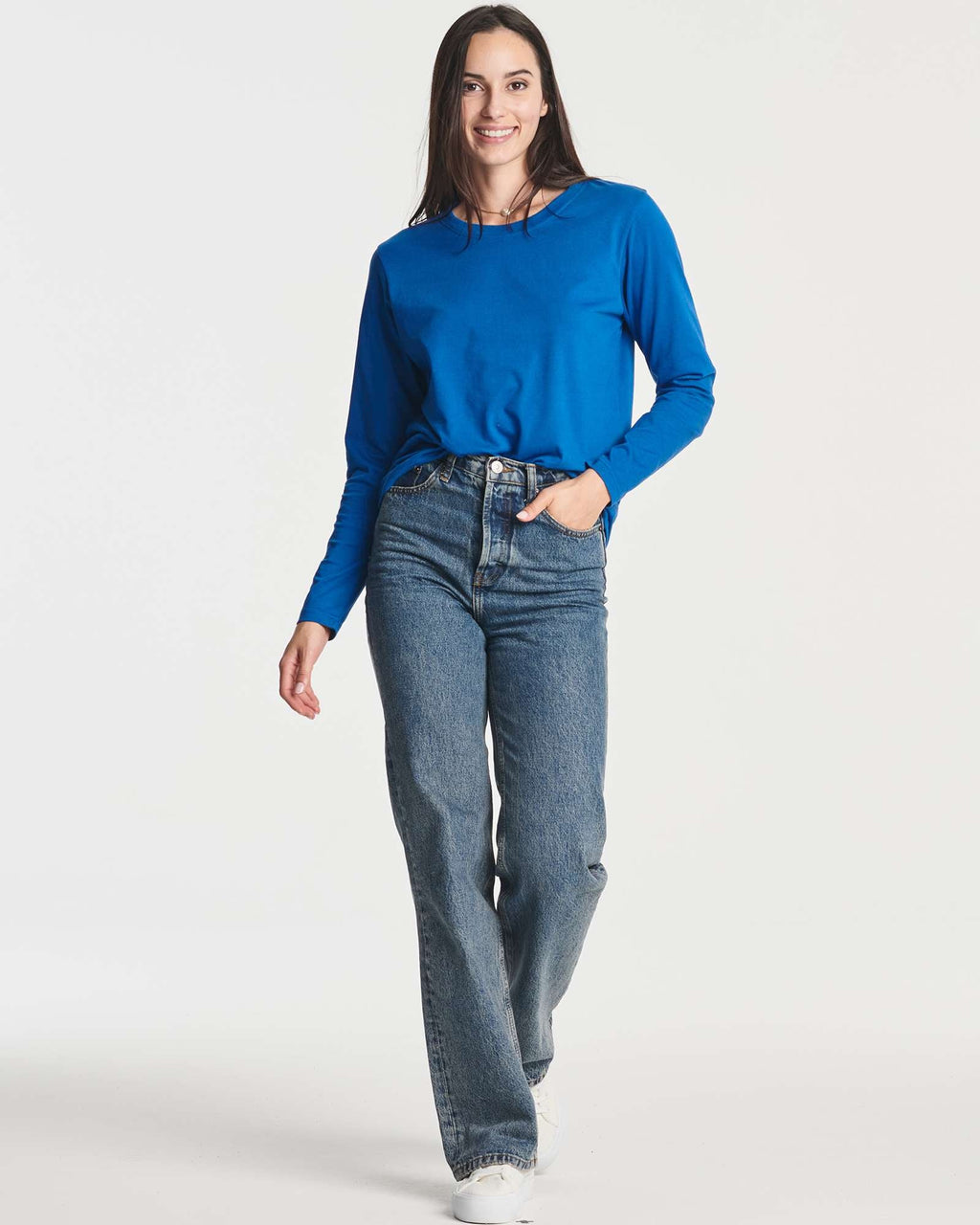 4 Pack: Women's Cotton Classic-Fit Long-Sleeve Crewneck T-Shirt (Available in Plus Size)