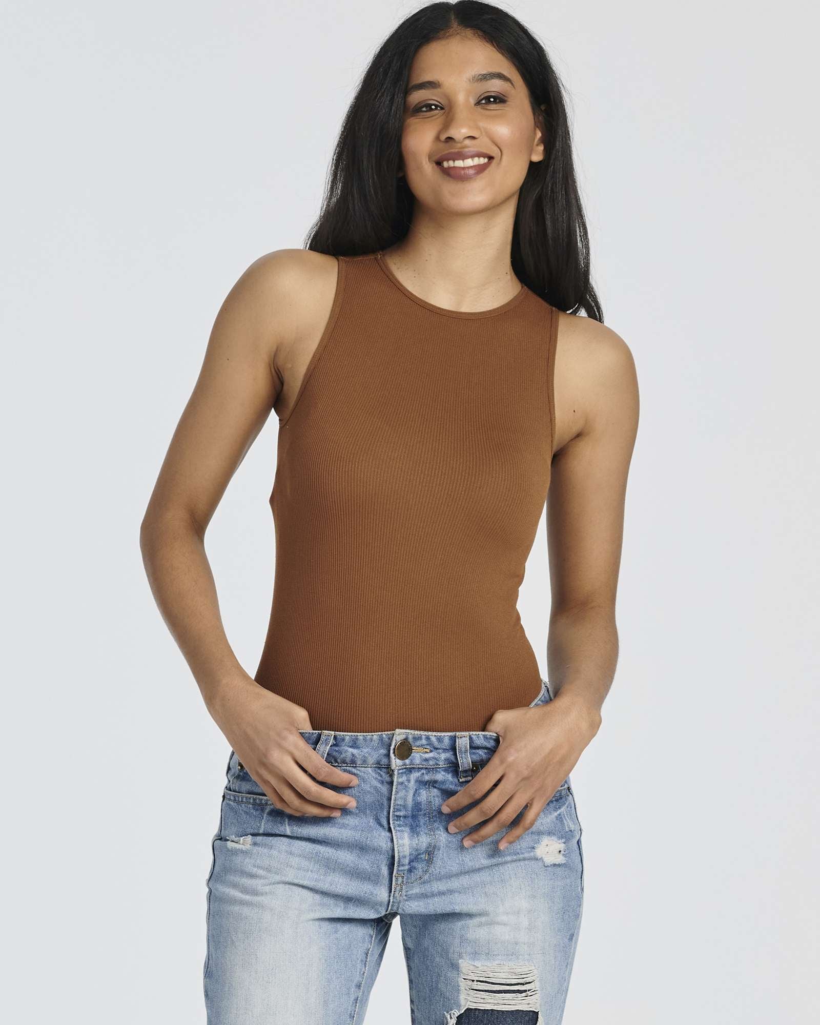 3 Pack: Women's Ribbed Sleeveless Bodysuit Tank Tops