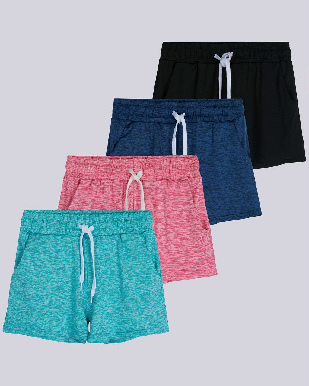 4 Pack: Girls Dry-Fit Active Shorts