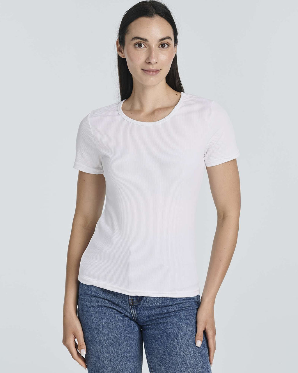 4 Pack: Women's Ribbed Knit Short Sleeve T-Shirt (Available in Plus)