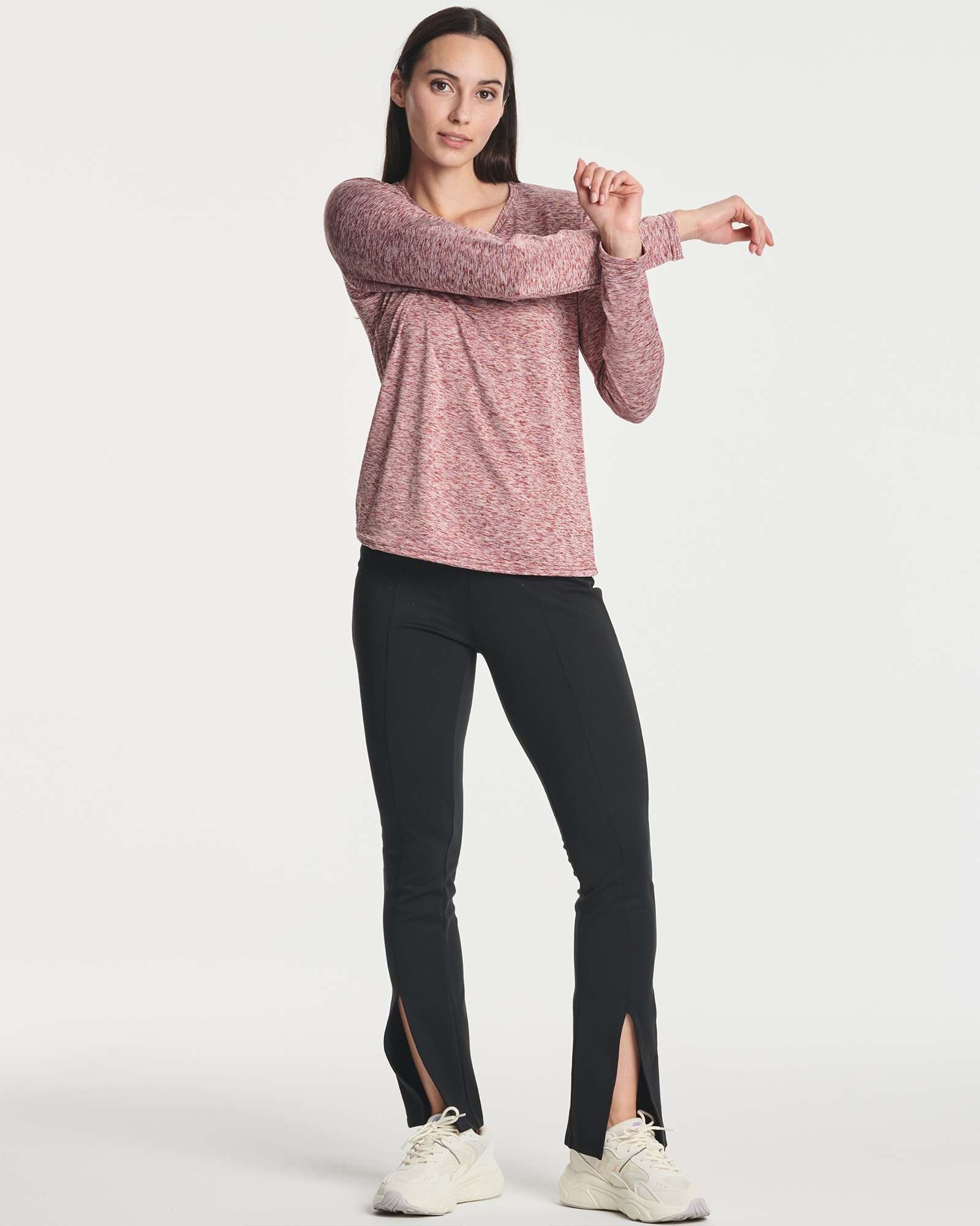 4 Pack: Women's Dry-Fit Long-Sleeve V-Neck Athletic Workout Shirt (Available in Plus Size)