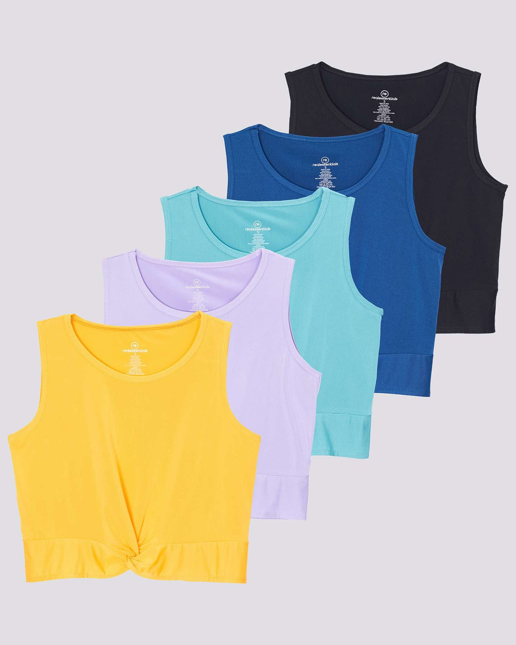 5 Pack: Women's Dry-Fit Twist Front Sleeveless Crop Top