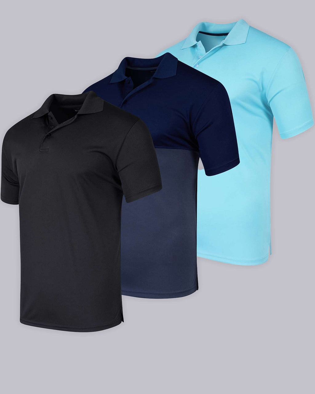 3 Pack: Mens Quick-Dry Short Sleeve Performance Polo Shirt