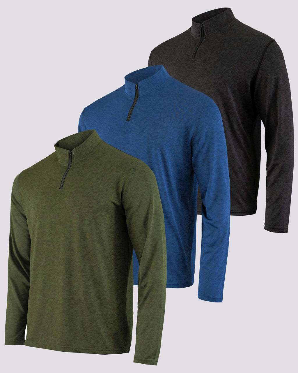 3 Pack: Mens Active Dry-Fit Quarter Zip Pullover (Available in Big & Tall)