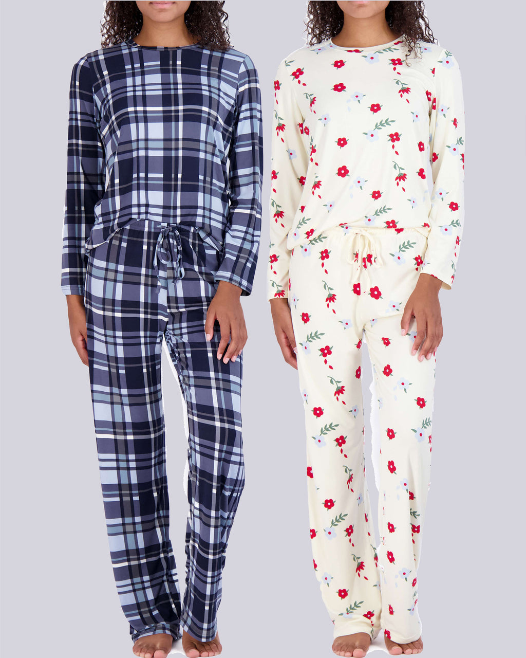 2 Pack: Women’s Pajama Set Super-Soft Long Sleeve Top With Pants