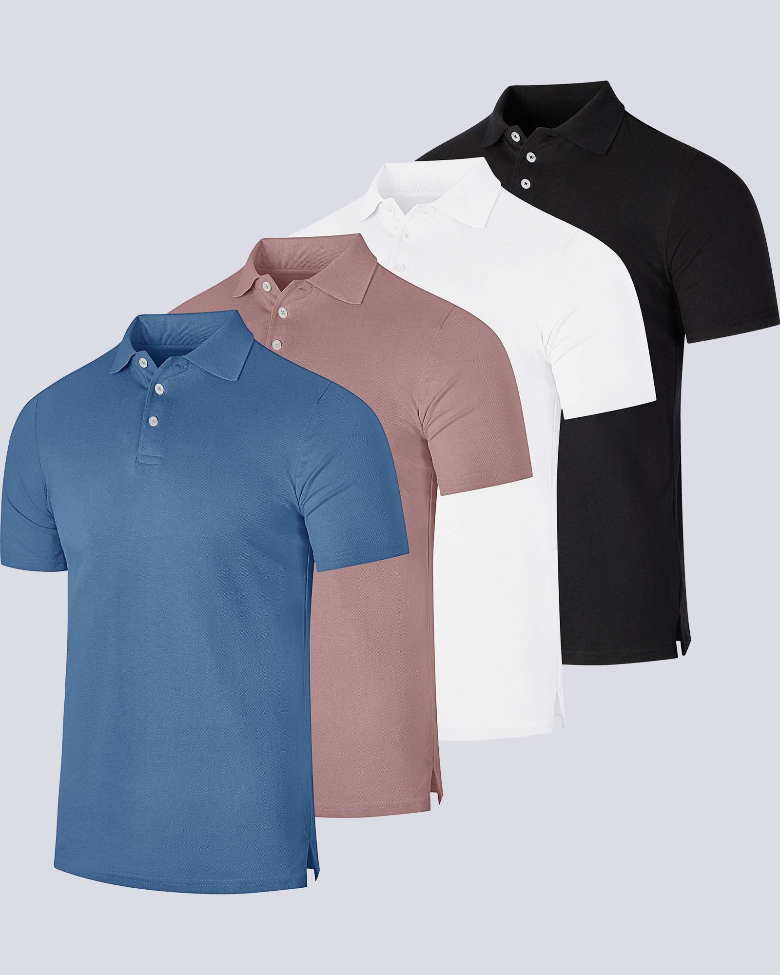 4 Pack: Men's Cotton Pique Short Sleeve Polo Shirt - Performance Polo (Available In Big & Tall)